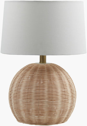 Livabliss Melange Woven Rattan Table Lamp with Linen Shade for Bohemian Bedroom Decor MEG-001