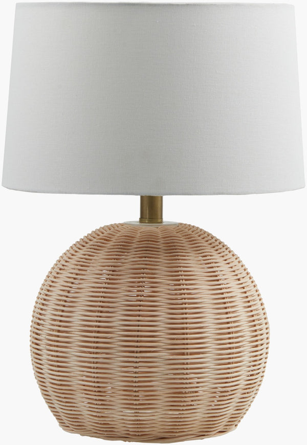 Livabliss Melange Woven Rattan Table Lamp with Linen Shade for Bohemian Bedroom Decor MEG-001
