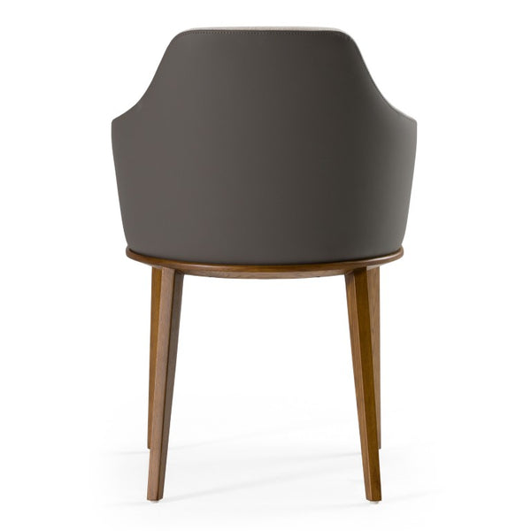 VIG Furniture Megan Two-Tone Beige Fabric & Grey Leatherette Dining Chair With Walnut Ash Legs, Sculptural Mid-Century Design VGCSCH17117-1