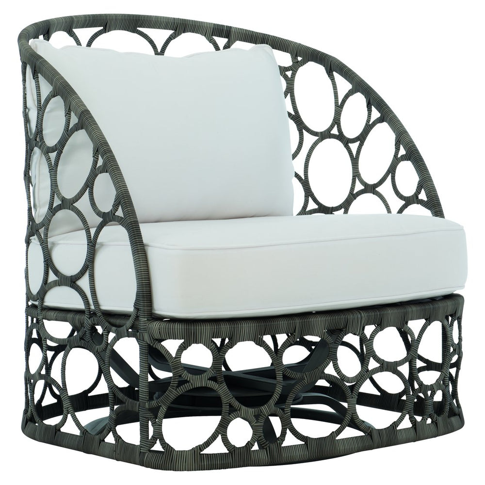 Bernhardt Bernhardt Bali Outdoor Swivel Chair — All-Weather Wicker Peppercorn, Concealed 360° Swivel, Plush Cushions - Made to Order OP212SC