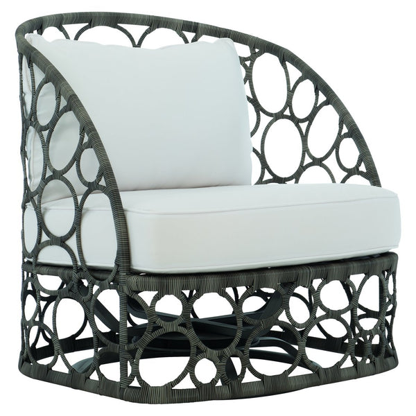 Bernhardt Bernhardt Bali Outdoor Swivel Chair — All-Weather Wicker Peppercorn, Concealed 360° Swivel, Plush Cushions - Made to Order OP212SC