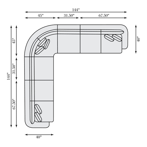 Bernhardt Bernhardt Jules Sectional With Sculpted Curved Silhouette, Plush Seating And Tailored Pillows For Luxe Comfort - Made to Order Beige 175.5" W x 112.5" D x 31.25" H K2084