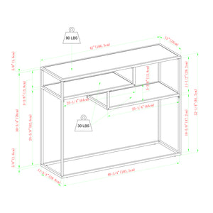 42" Metal and Wood Tiered Shelf Entry Table Coastal Oak, White MAYL2KCOW Walker Edison