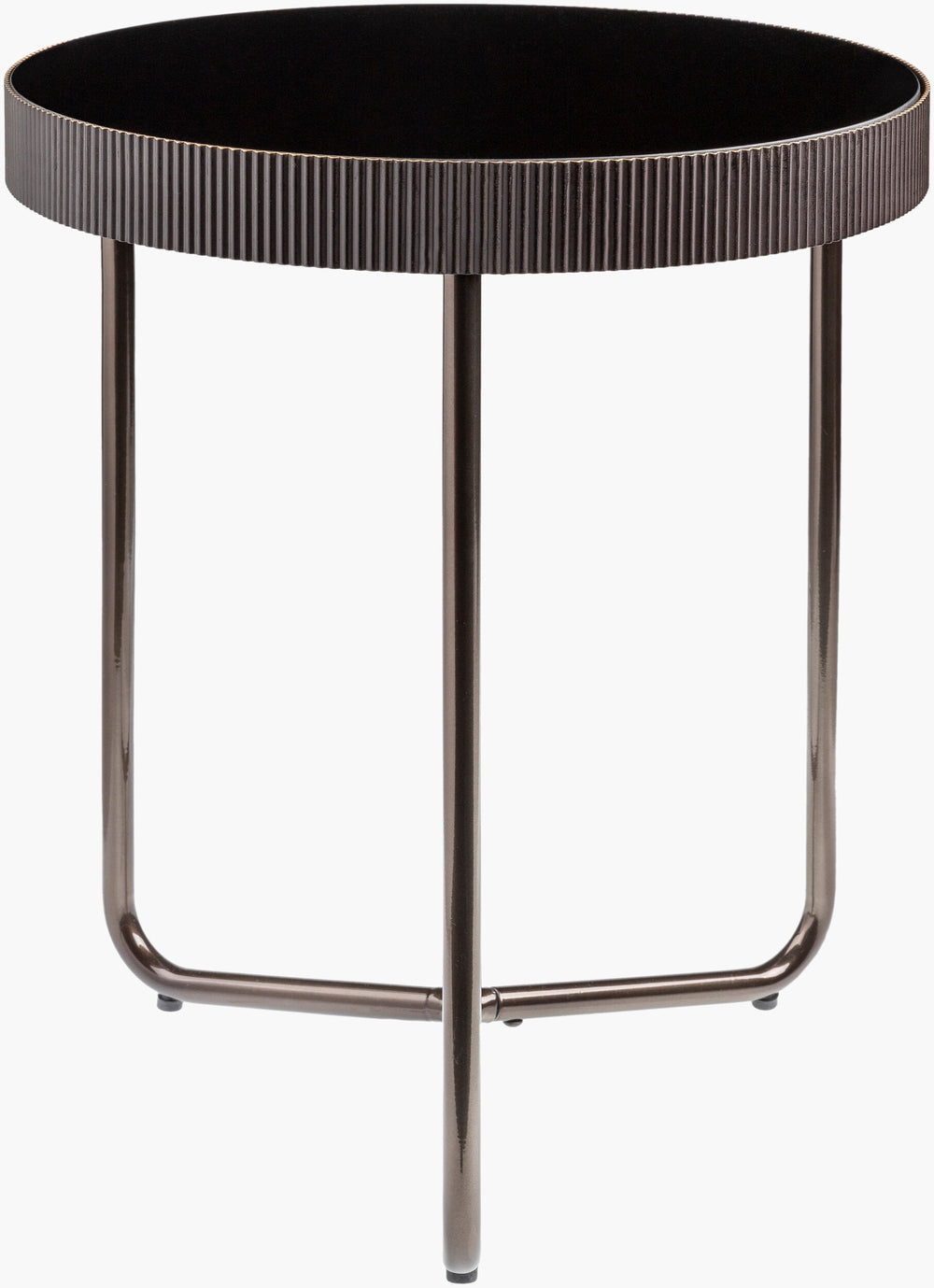 Surya Melton Modern 20" Glass & Metal End Table - Handcrafted Contemporary Furniture For Stylish Homes Top, Black,Base, Metallic ,Nickel Glass,Iron Mel-001