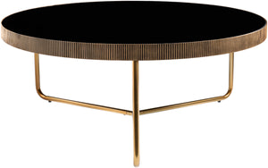 Melton MEL-003 16"H x 39"W x 39"D Coffee Table MEL-003  Top: Black; Base: Metallic - Brass Surya