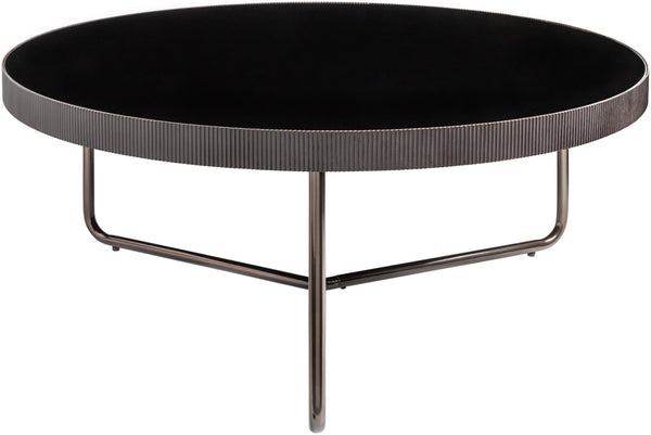 Melton MEL-004 16"H x 39"W x 39"D Coffee Table MEL-004  Top: Black; Base: Metallic - Nickel Surya