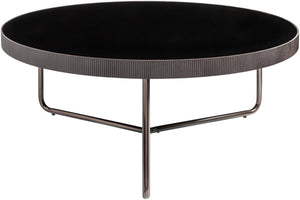 Melton MEL-004 16"H x 39"W x 39"D Coffee Table MEL-004  Top: Black; Base: Metallic - Nickel Surya