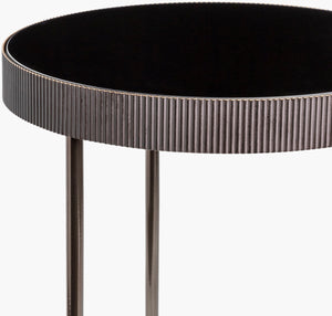Surya Melton Modern 20" Glass & Metal End Table - Handcrafted Contemporary Furniture For Stylish Homes Top, Black,Base, Metallic ,Nickel Glass,Iron Mel-001