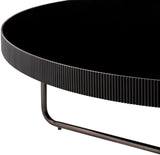 Melton MEL-004 16"H x 39"W x 39"D Coffee Table MEL-004  Top: Black; Base: Metallic - Nickel Surya