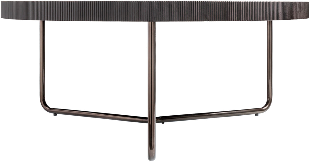 Melton MEL-004 16"H x 39"W x 39"D Coffee Table MEL-004  Top: Black; Base: Metallic - Nickel Surya