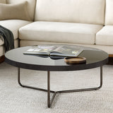 Melton MEL-004 16"H x 39"W x 39"D Coffee Table MEL-004  Top: Black; Base: Metallic - Nickel Surya