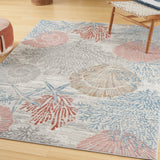 Nourison Pompeii PMP04 Machine Made Power-loomed Borderless Design Indoor Only Coastal, Nautical & Beach Tropical Rug Multicolor 70% Polypropylene,30% Polyester 99446960375