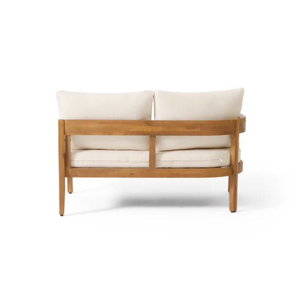 English Elm Brooklyn Acacia Hardwood Outdoor Sofa Set with Slat Design and Weather Resistant Cushions 73146.00_73147.00_74101.00BGE