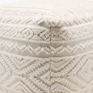 Surya Matthew Pouf: Stylish 18" Decorative Seating, Durable Polyester & Cotton, Easy Care For Any Space! Ivory Polyester,Cotton,Polybeads Mepf001-181818