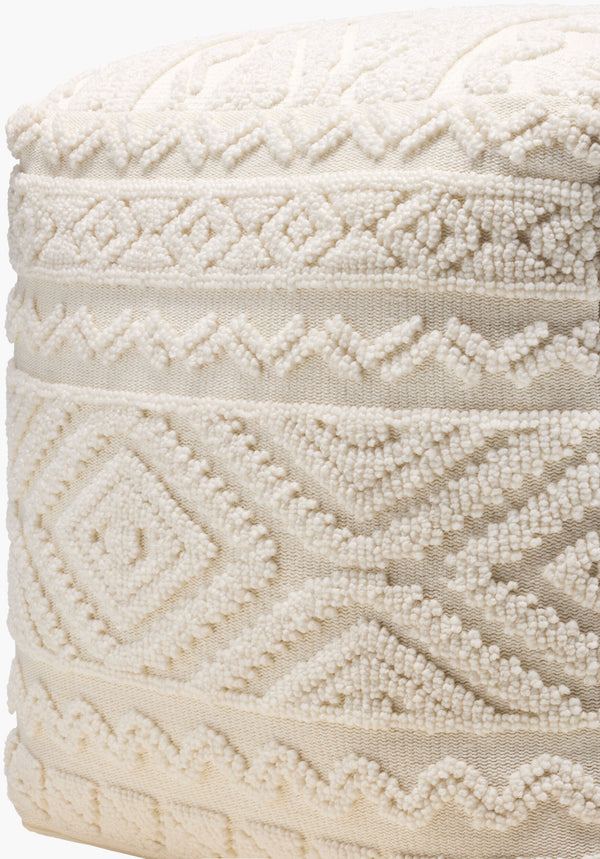 Surya Matthew Pouf: Stylish 18" Decorative Seating, Durable Polyester & Cotton, Easy Care For Any Space! Ivory Polyester,Cotton,Polybeads Mepf001-181818