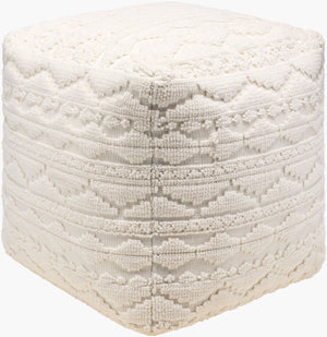 Surya Matthew Pouf: Stylish 18" Decorative Seating, Durable Polyester & Cotton, Easy Care For Any Space! Ivory Polyester,Cotton,Polybeads Mepf002-181818
