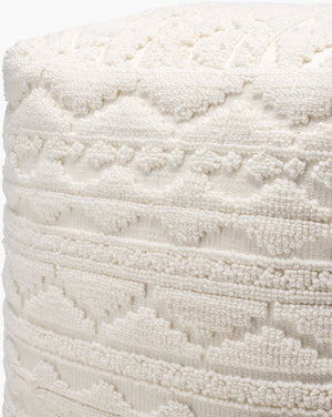 Surya Matthew Pouf: Stylish 18" Decorative Seating, Durable Polyester & Cotton, Easy Care For Any Space! Ivory Polyester,Cotton,Polybeads Mepf002-181818