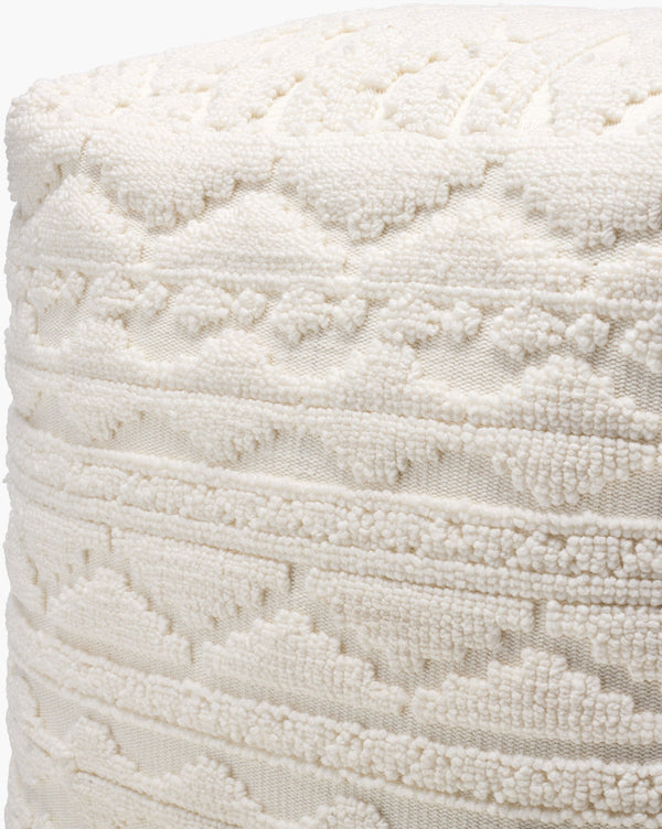 Surya Matthew Pouf: Stylish 18" Decorative Seating, Durable Polyester & Cotton, Easy Care For Any Space! Ivory Polyester,Cotton,Polybeads Mepf002-181818