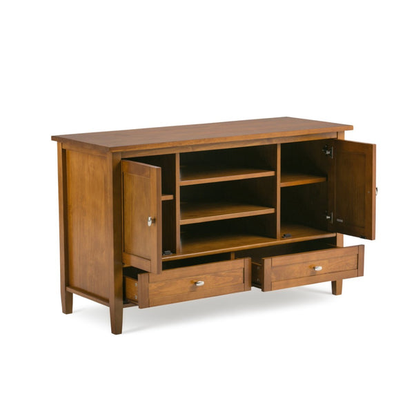 English Elm Warm Shaker Tv Media Stand - Timeless Solid Wood Craftsmanship In Light Golden Brown Finish B136P159574-GIGA