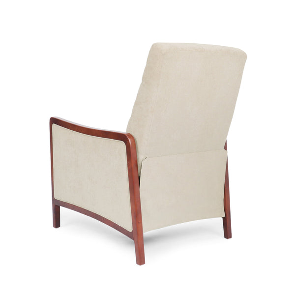 English Elm Christopher Knight Home® - Mid Century Modern Sand Fabric Recliner with Channel Stitch & Birch Wood Frame, Pushback Comfort 70451.00FSND