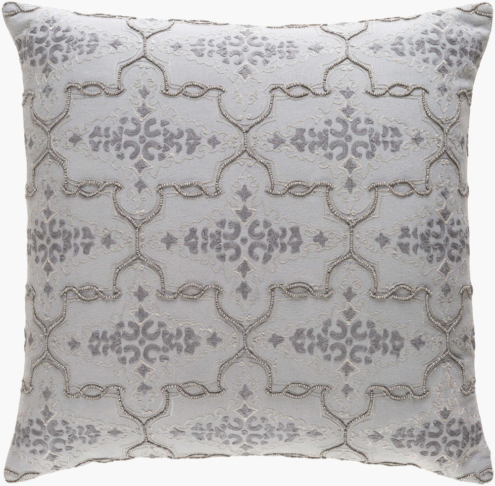 Surya Mercury Cozy Cottage Charm Accent Pillow - 18" Pure Cotton, Easy Care, Stylish Home Decor Essential Gray Cotton,Cotton Mer001-2222p