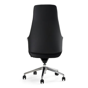VIG Furniture Merlo Genuine Leather High-Back Executive Chair With Synchro Tilt, Pneumatic Height, Smooth Casters For 330 Lb Capacity Black Office Chair VGFUA1902-BLK-OC