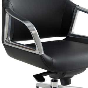 VIG Furniture Merlo Genuine Leather High-Back Executive Chair With Synchro Tilt, Pneumatic Height, Smooth Casters For 330 Lb Capacity Black Office Chair VGFUA1902-BLK-OC