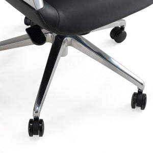 VIG Furniture Merlo Genuine Leather High-Back Executive Chair With Synchro Tilt, Pneumatic Height, Smooth Casters For 330 Lb Capacity Black Office Chair VGFUA1902-BLK-OC