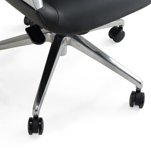 VIG Furniture Merlo Genuine Leather High-Back Executive Chair With Synchro Tilt, Pneumatic Height, Smooth Casters For 330 Lb Capacity Black Office Chair VGFUA1902-BLK-OC