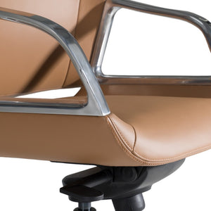 VIG Furniture Merlo Genuine Leather High-Back Executive Chair With Synchro Tilt, Pneumatic Height, Smooth Casters For 330 Lb Capacity Brown Office Chair VGFUA1902-BRN-OC