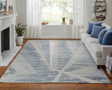 Feizy Rugs Brighton Wool/Viscose Hand Knotted Casual Rug Ivory/Blue/Silver 5'-6" x 8'-6"