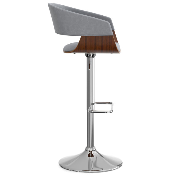 English Elm Lowell Adjustable Swivel Bar Stool - Modern Stone Grey Vegan Leather & Bentwood Comfort Design B136P158834