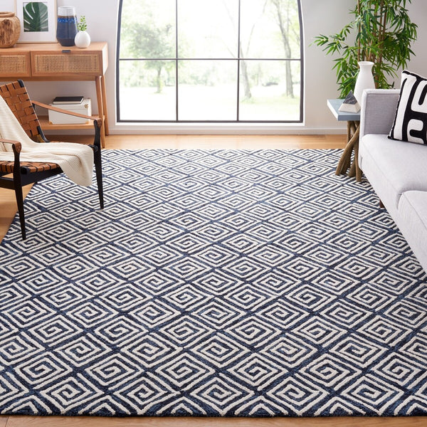 Safavieh Metro 455 Hand Tufted Contemporary Rug Navy / Ivory MET455N-9