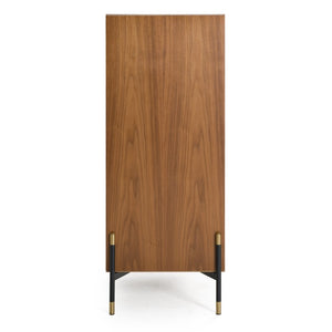 VIG Furniture Metcalf Walnut & Grey Chest — Mid-Century Industrial 5-Drawer Soft-Close Dresser With Gold Legs VGMAQT-S831-BR-120-WAL-CHEST