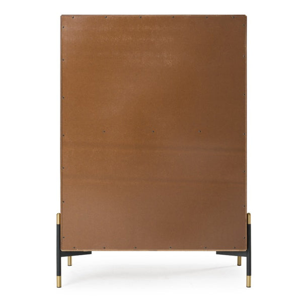 VIG Furniture Metcalf Walnut & Grey Chest — Mid-Century Industrial 5-Drawer Soft-Close Dresser With Gold Legs VGMAQT-S831-BR-120-WAL-CHEST