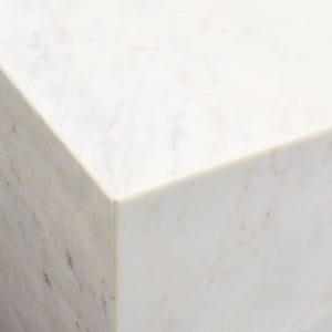 Surya Metier Marble End Table - 20"H Minimalist Modern Design, Elegant Home Decor Piece For Any Space Top, White,Base, White Marble,Marble Meti002-201414