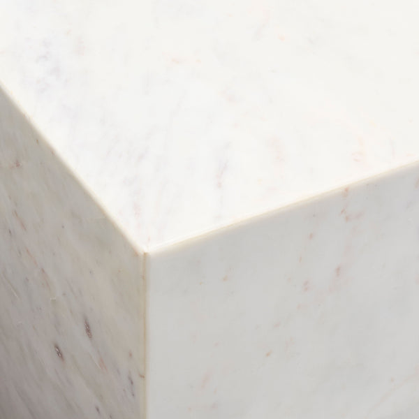 Surya Metier Marble End Table - 20"H Minimalist Modern Design, Elegant Home Decor Piece For Any Space Top, White,Base, White Marble,Marble Meti002-201414