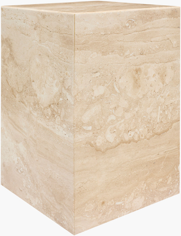 Surya Metier Marble End Table - 20"H Minimalist Modern Design, Elegant Home Decor Piece For Any Space Top, Beige,Base, Beige Marble,Marble Meti003-201414