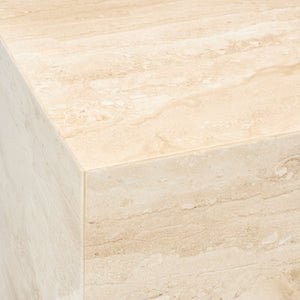 Surya Metier Marble End Table - 20"H Minimalist Modern Design, Elegant Home Decor Piece For Any Space Top, Beige,Base, Beige Marble,Marble Meti003-201414