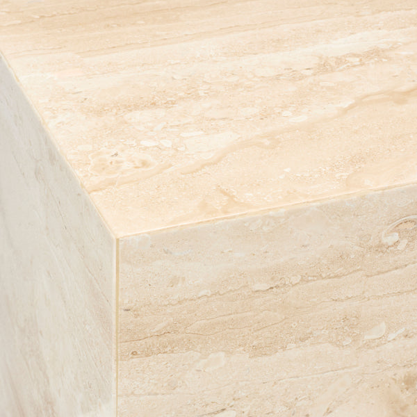 Surya Metier Marble End Table - 20"H Minimalist Modern Design, Elegant Home Decor Piece For Any Space Top, Beige,Base, Beige Marble,Marble Meti003-201414