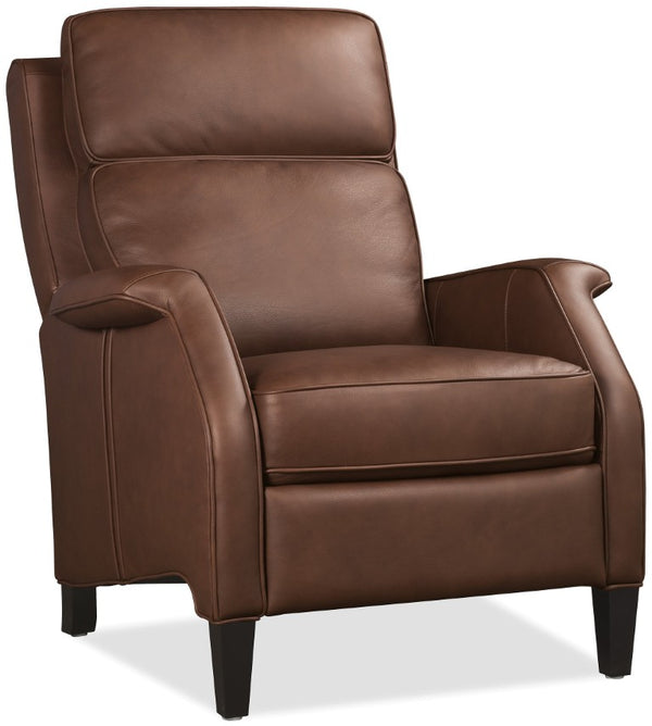 Hooker Furniture Wrenn Recliner With Power Headrest And Usb Charging — Semi-Aniline Leather, Bustle Back Comfort Brown RC829-PH-087