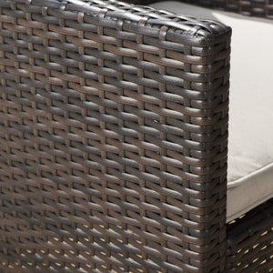 English Elm Christopher Knight Home® - CYPRESS Wicker Outdoor Dining Chair with Water-Resistant Cushion, Durable Weatherproof Patio Seating Brown Multi 32.5 L x 23.3 W x 14 H 61562.00MBRN