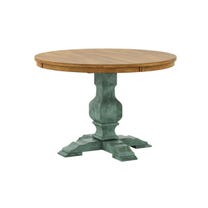 Homelegance By Top-Line Juliette Two-Tone Round Solid Wood Top Dining Table Green Rubberwood