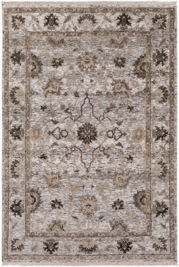 Surya Maeva 6' X 9' Handcrafted Wool & Viscose Rug - Stylish Medium Pile With Unique Fringe Detail, India Light Olive Wool,Viscose Mev2002-69