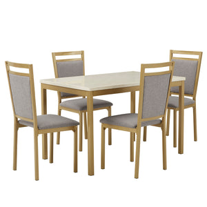 Homelegance By Top-Line Aristos Faux Marble Top 5-Piece Dining Set Gold Metal