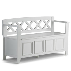 English Elm Amherst Solid Wood Entryway Storage Bench - Elegant White Seating With Hidden Storage & Style B136P158269
