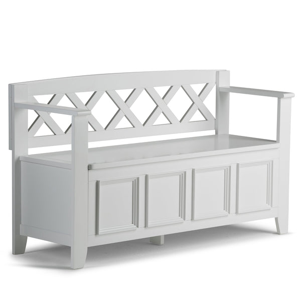 English Elm Amherst Solid Wood Entryway Storage Bench - Elegant White Seating With Hidden Storage & Style B136P158269