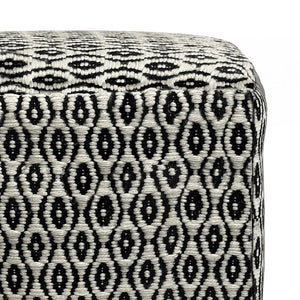 English Elm Kiana Square Woven Outdoor Indoor Pouf - Black/White Recycled PET, Water & UV Resistant Accent Seat B136P159027