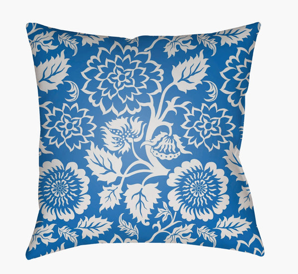 Livabliss Moody Floral Botanical Woven Polyester Accent Pillow for Bohemian Living Rooms Blue, White 18"L x 18"W MF019-1818