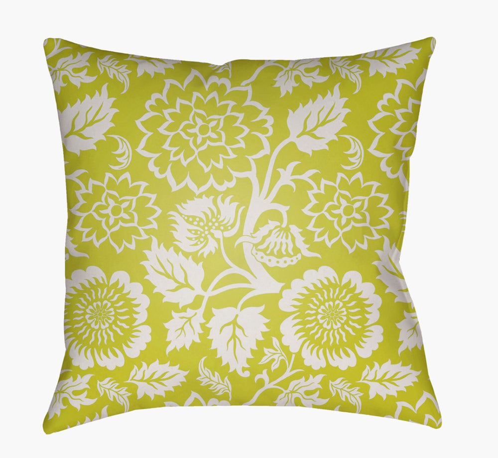 Livabliss Moody Floral Woven Polyester Accent Pillow Botanical Motif for Bohemian Living Spaces Light Green, Wh 20"L x 20"W MF021-2020